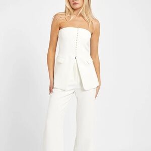 Elegant Strapless White Pantsuit